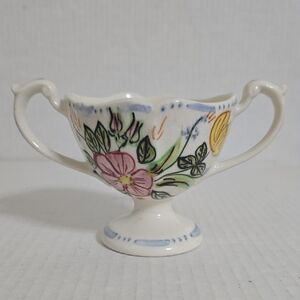 Vintage Hand Painted Blue Ridge Pottery Floral Open Sugar Bowl